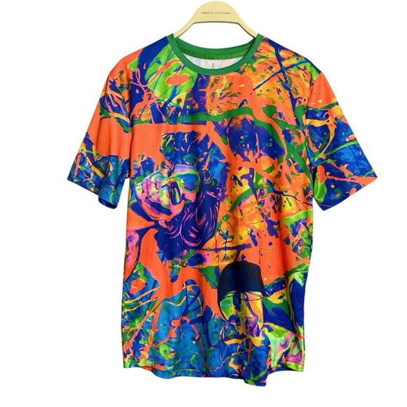 Aofmoka Blacklight Fluorescent UV Tshirt Men Size S Women Faces Neon Club Party - Picture 1 of 11